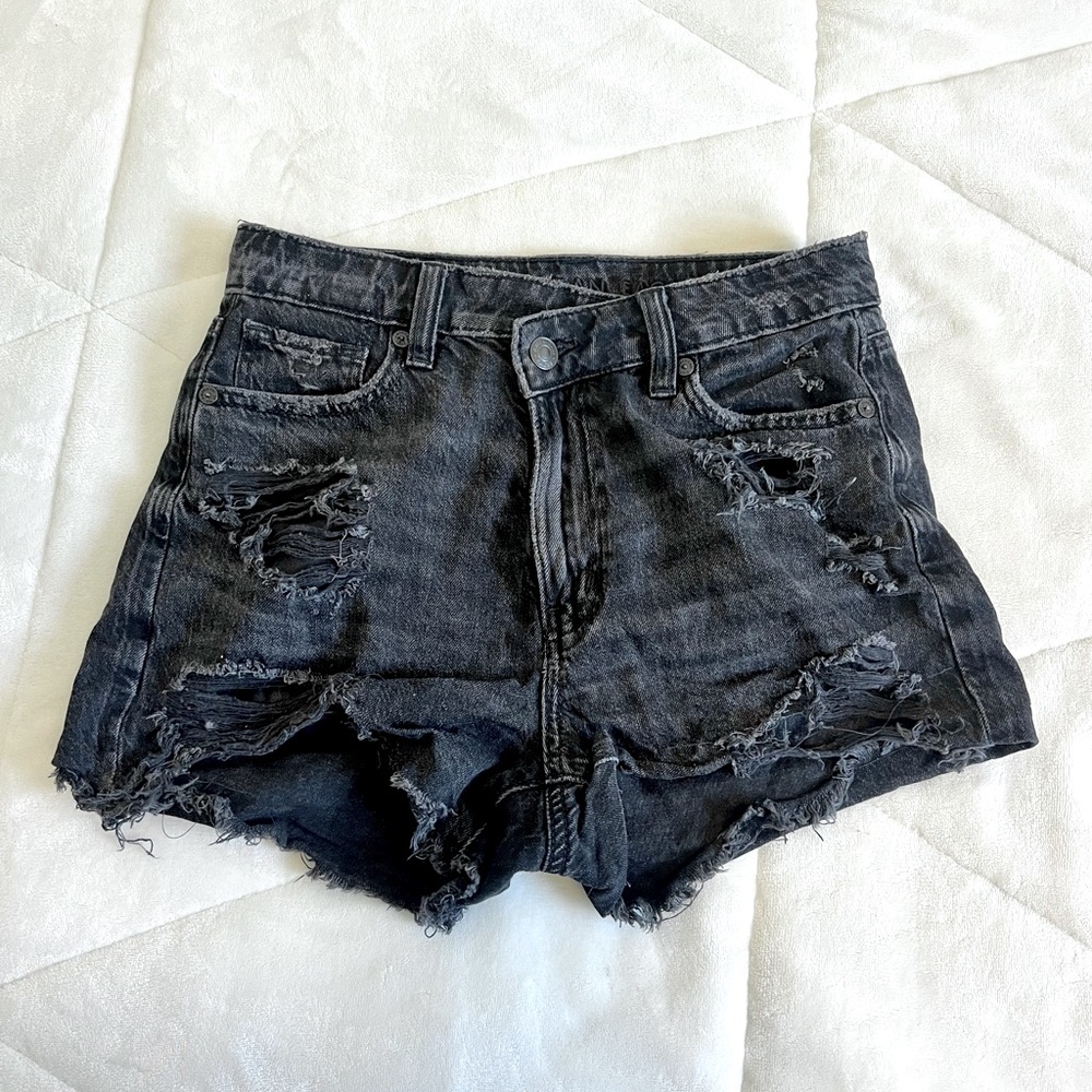 American Eagle black denim shorts